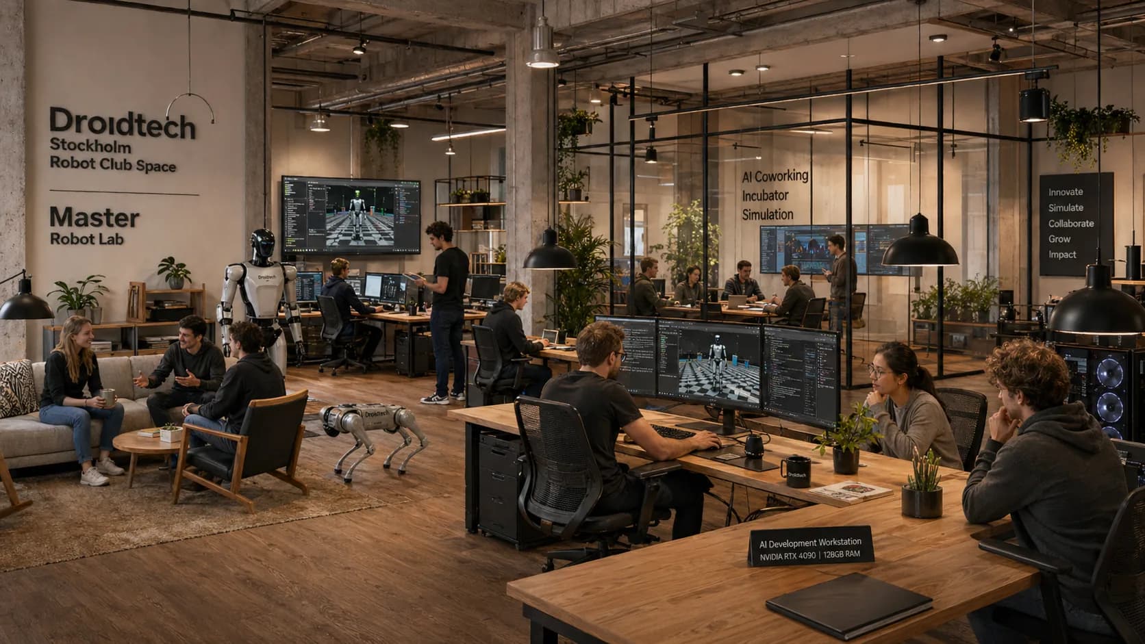 Coworking-yta med människor som arbetar